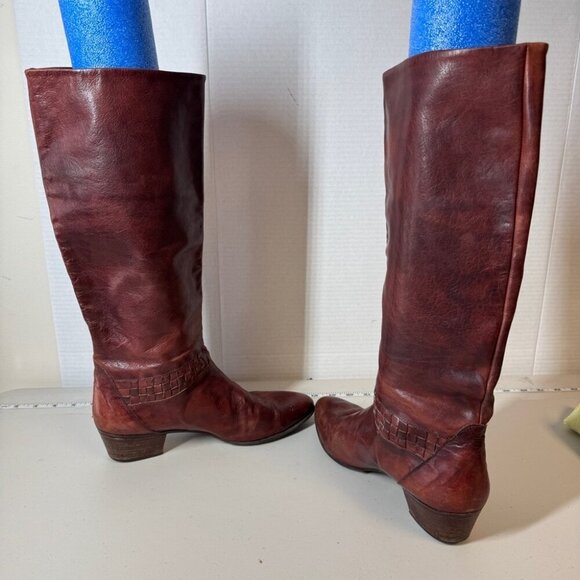 Vintage Redwood Leather Made in Italy Western Boho Tall Boots Size 40 1/2 - Picture 8 of 16